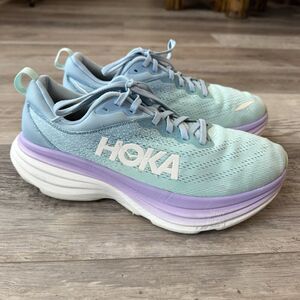 Hoka One Bondi 8 Womens Running Shoes USA Size 9 D Athletic Light Blue